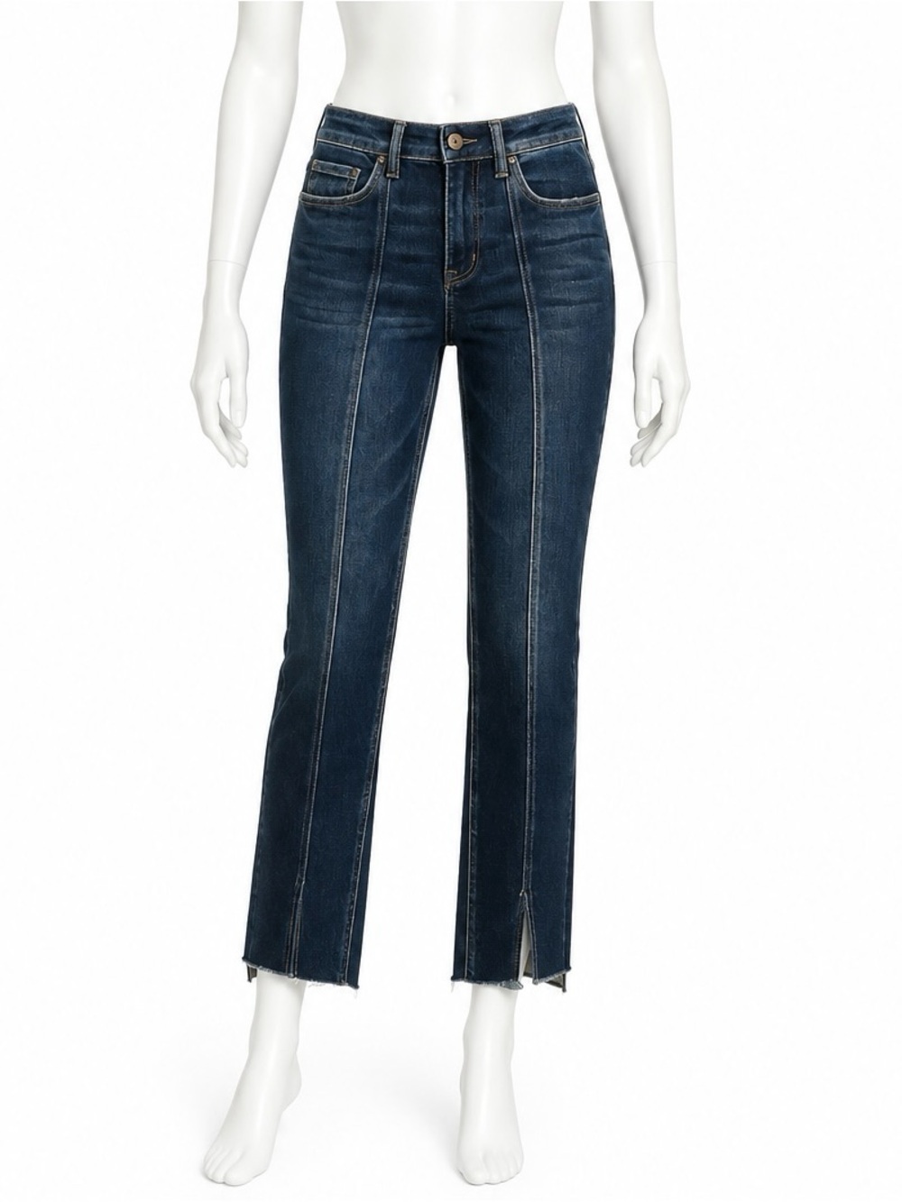 Altar’d State Vervet Jeans Size 26 Dark Blue Ankle Straight Leg Raw Hem EUC